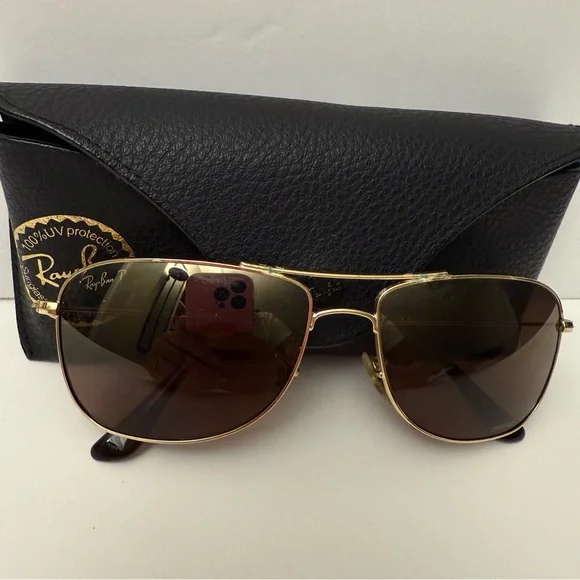 Ray-Ban Gold and Brown Sunglasses - Picture 2 of 5